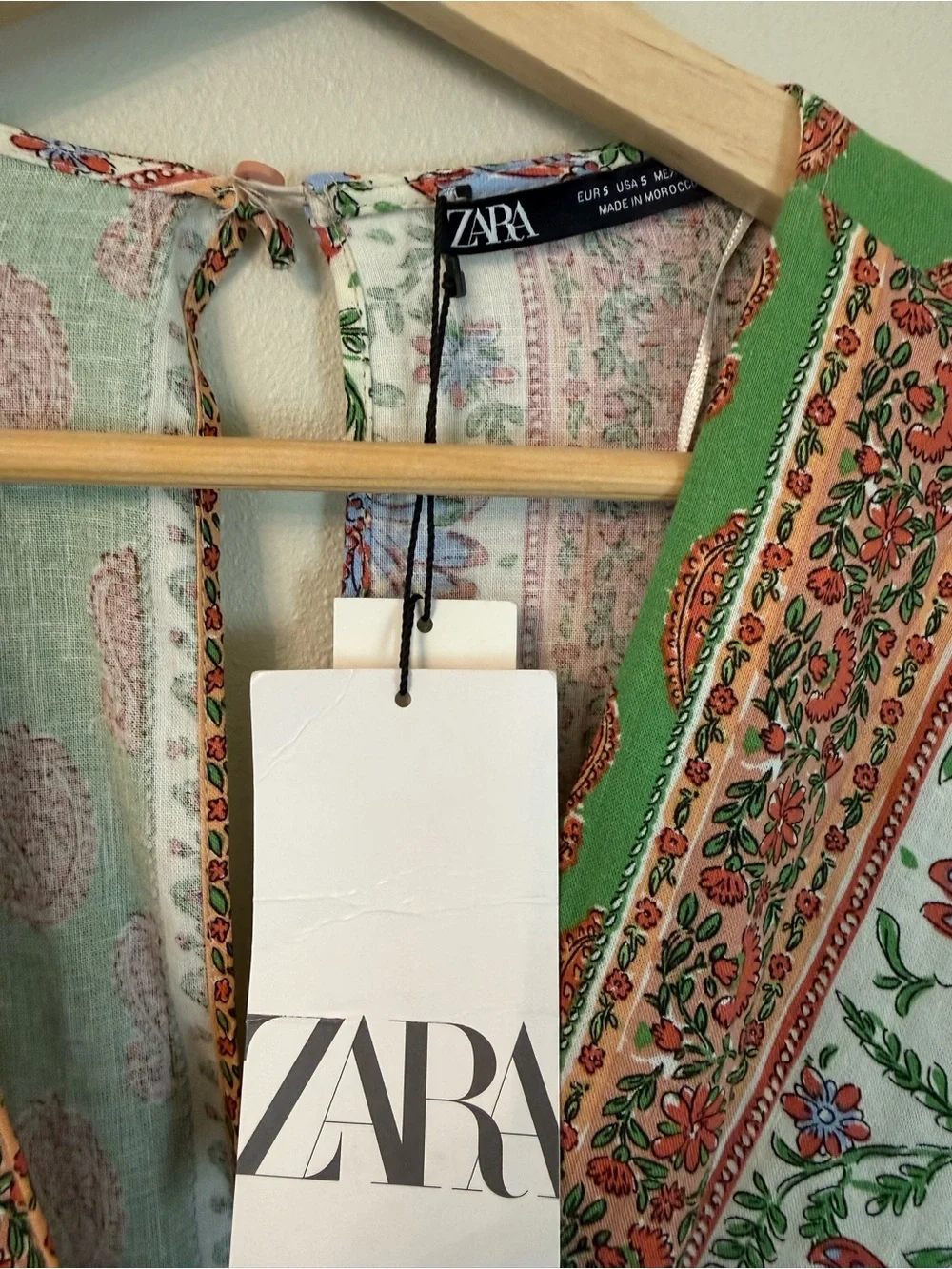 Zara Linen Blend Paisley Floral Patchwork Playsuit Romper NWT S